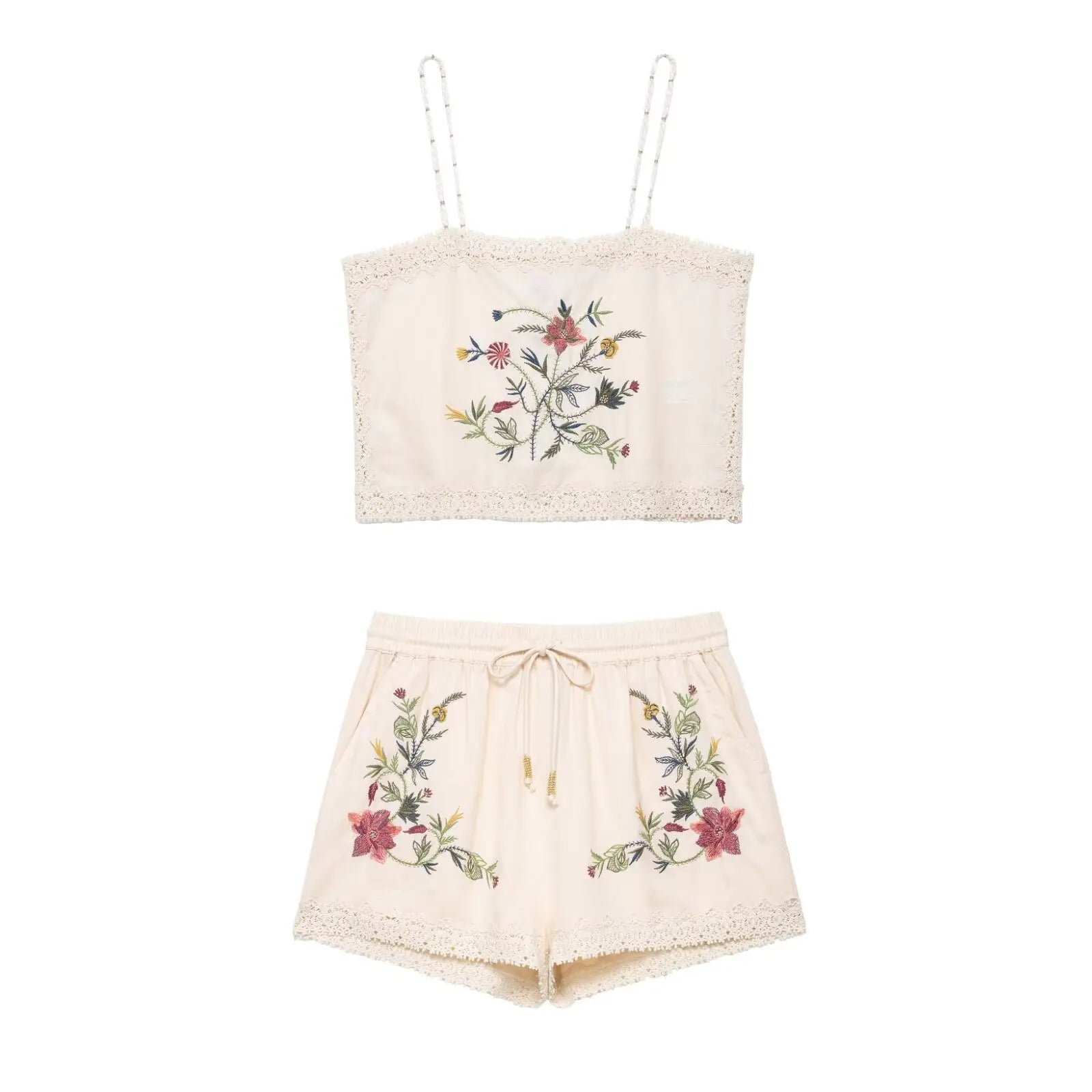 Flower Embroidered Lace Shorts