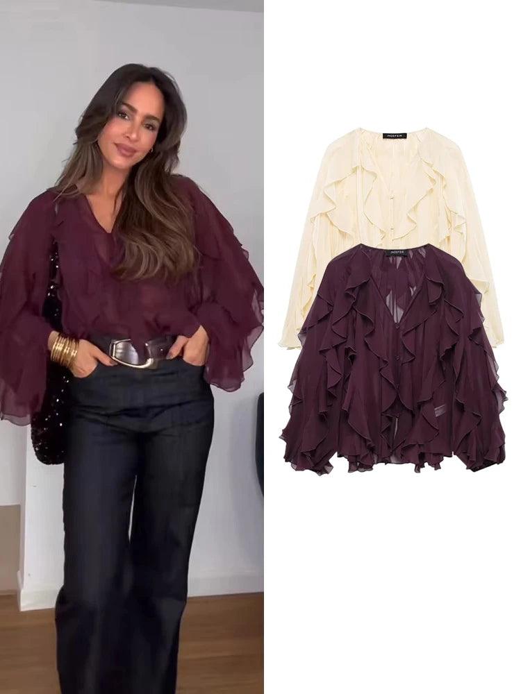 Gianna Boho Blouse met Ruches