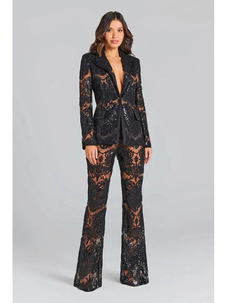 Chloe Guipure Lace Blazer Set