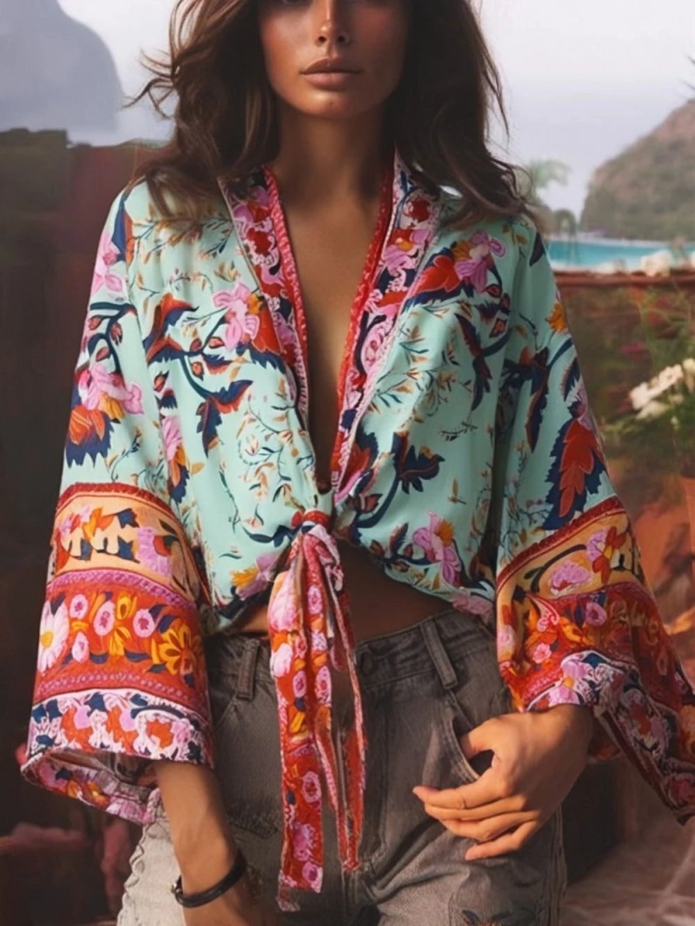 Floral Kimono Cover Up Top
