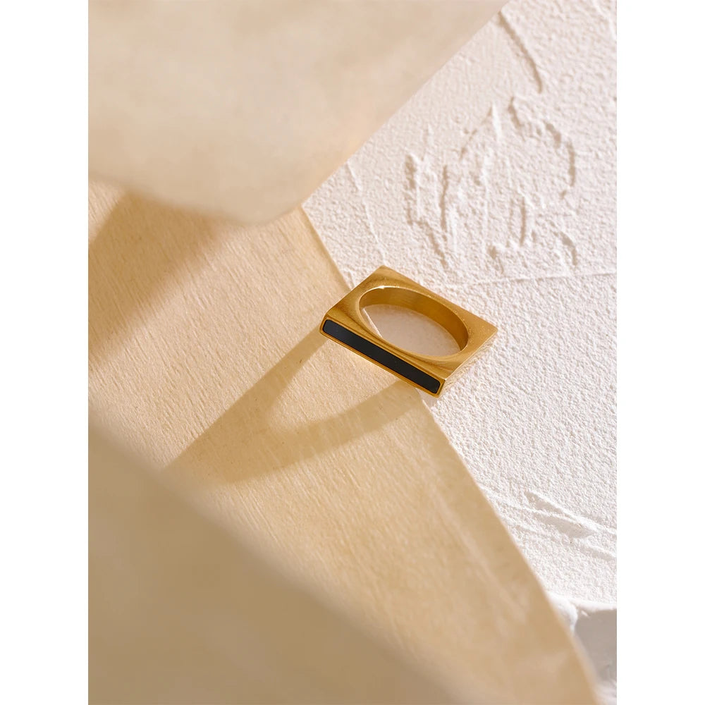Minimalist Square Ring — rings in black — additional view