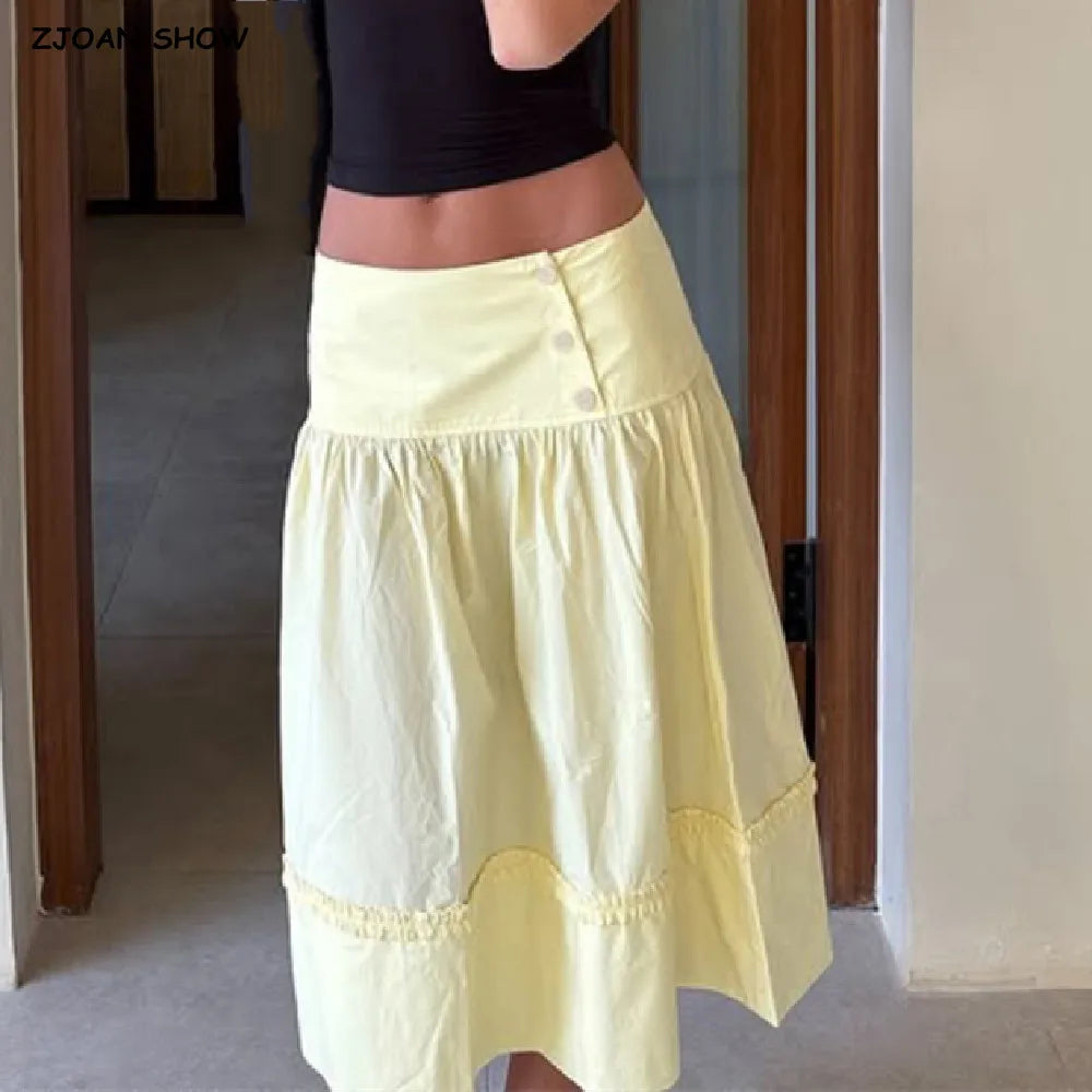 Marissa Low Waist Midi Skirt – white – a-line
