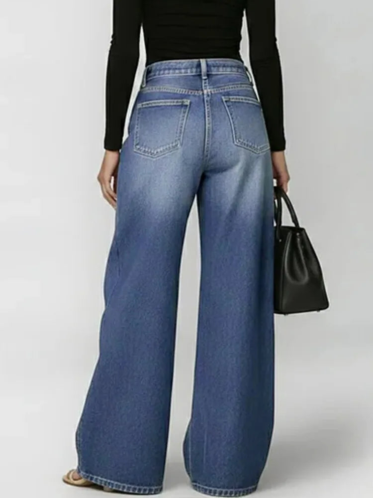 Buttoned Hollow Loose Jean