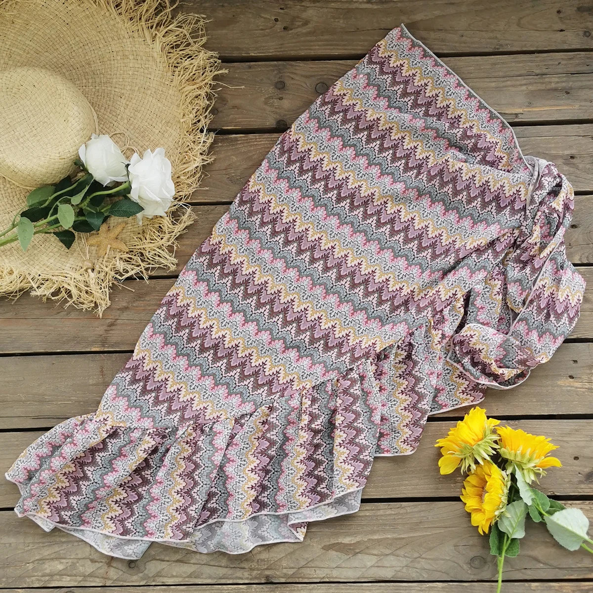 Boho Ruffle Swimsuit & Wrap Skirt Set