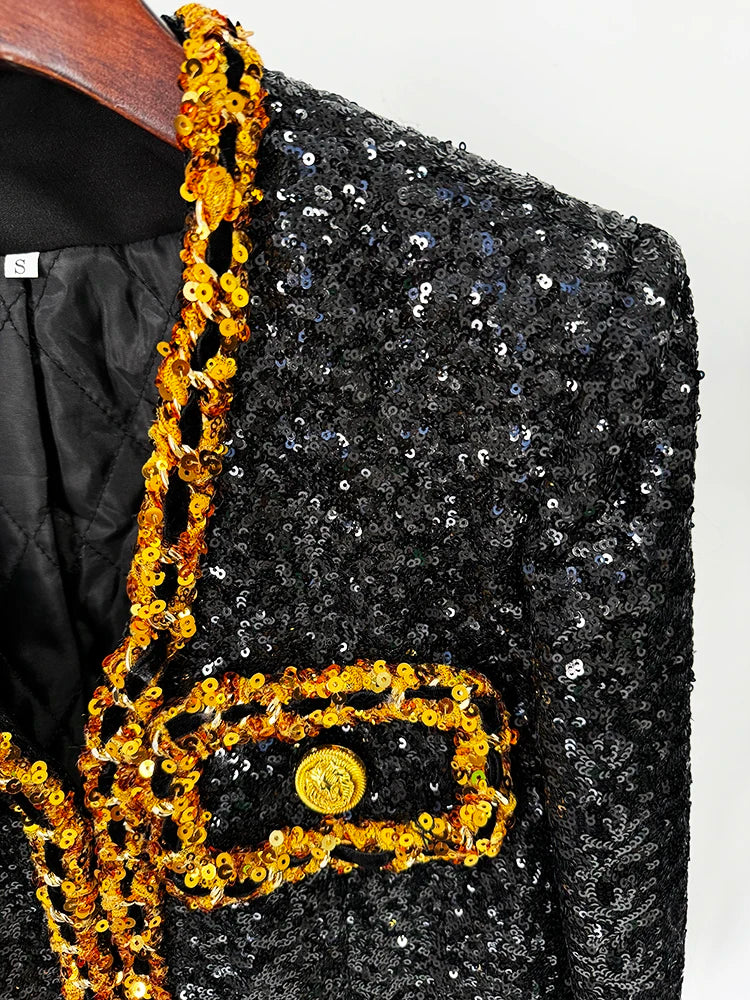 Isabelle Gold Chains Sequined Jacket