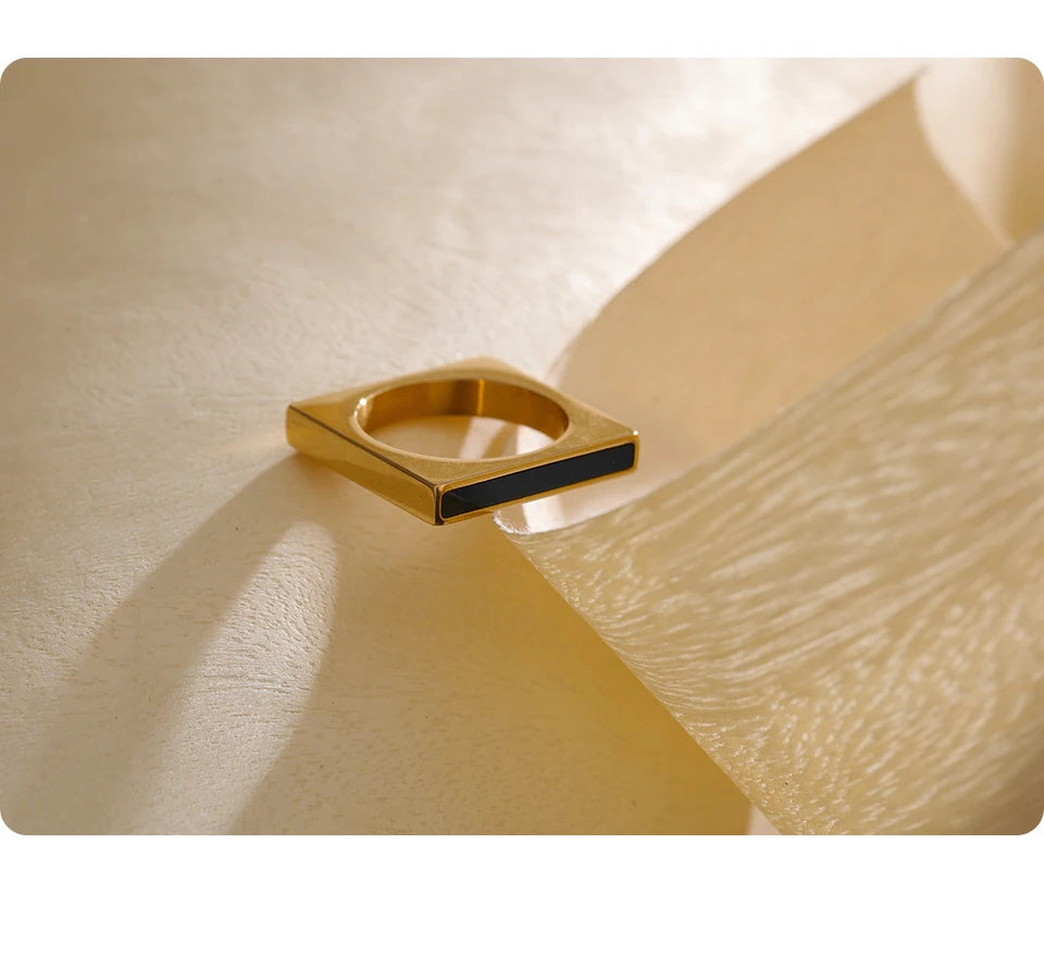 Minimalist Square Ring — rings in black — additional view