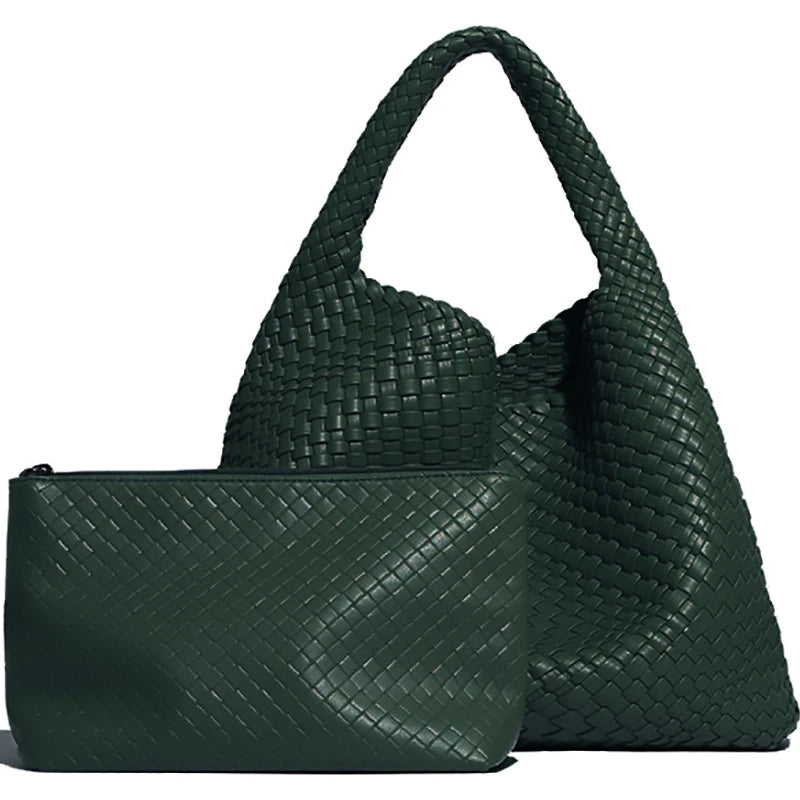 Theresa Soft Woven Tote Bag – black – woven texture