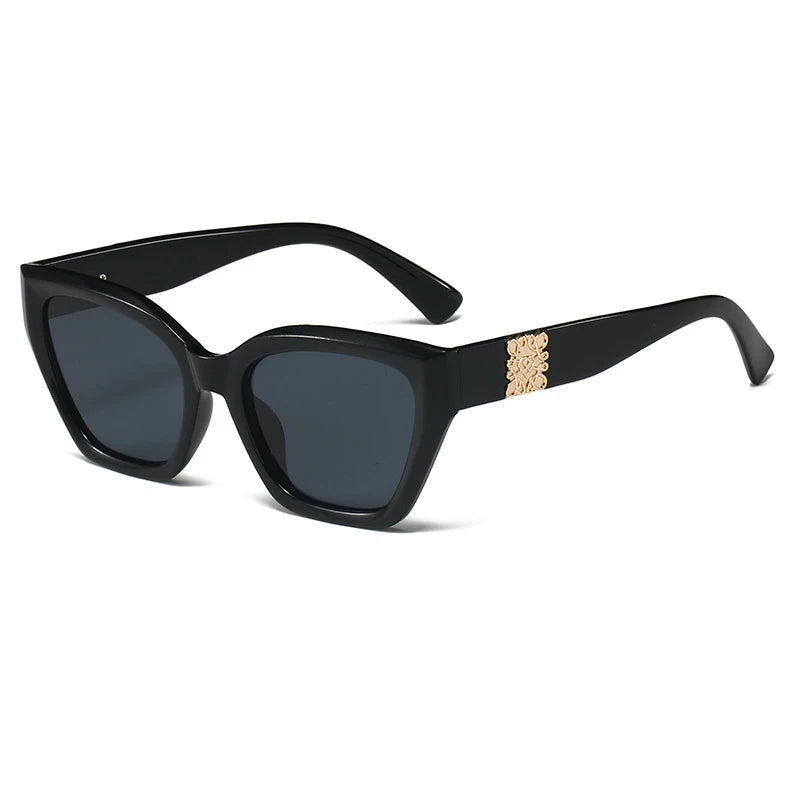 Square Retro Sunglasses - Black/Black