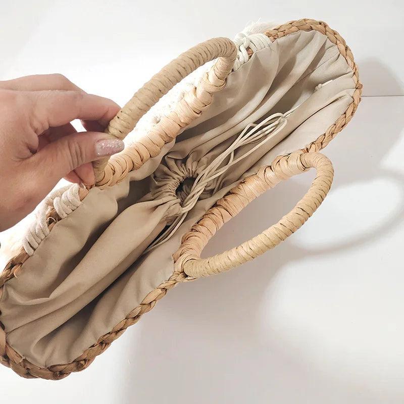 Boho Macramé and Tassel Straw Tote from The House of CO-KY - Handbags