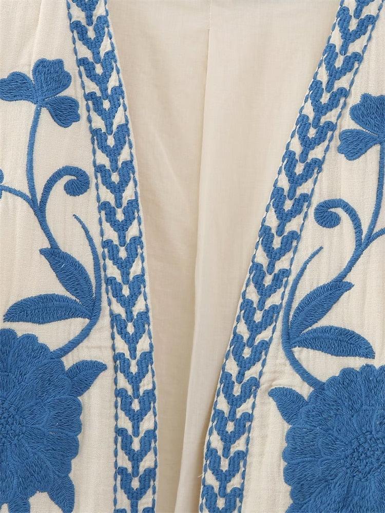 Camille Embroidered Vest - Blue from The House of CO-KY - Shirts & Tops