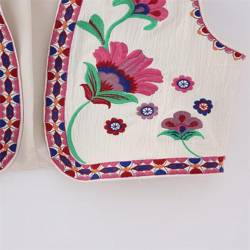 Camille Embroidered Vest - Pink from The House of CO-KY - Shirts & Tops