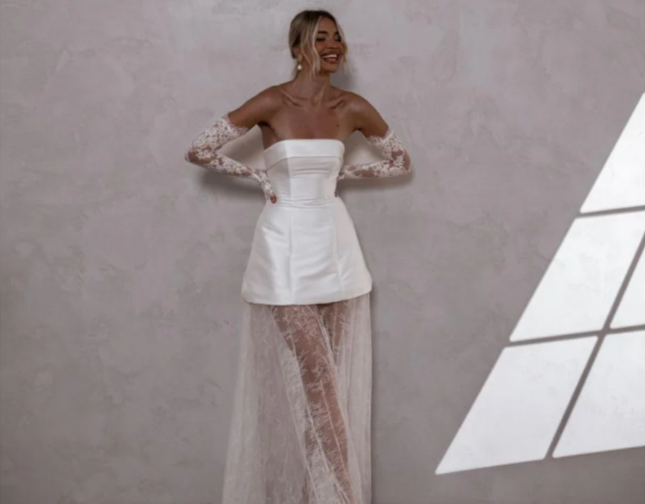 Mini abito da sposa con gonna in pizzo Étoile
