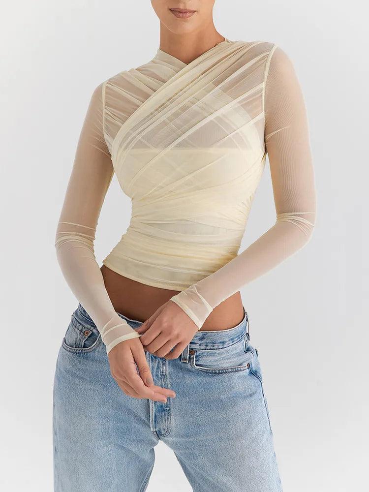 Dolores Mesh Long Sleeve Tops from The House of CO-KY - Tops