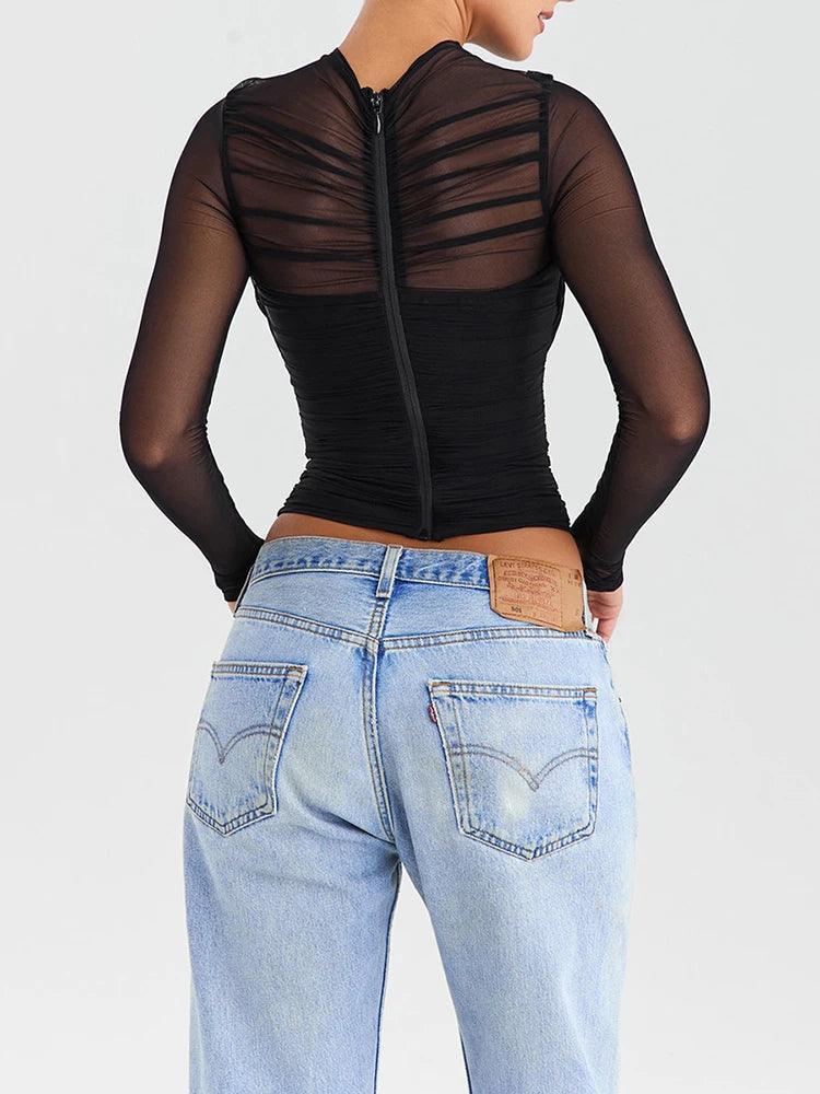 Dolores Mesh Long Sleeve Tops from The House of CO-KY - Tops