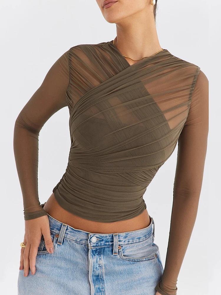 Dolores Mesh Long Sleeve Tops from The House of CO-KY - Tops