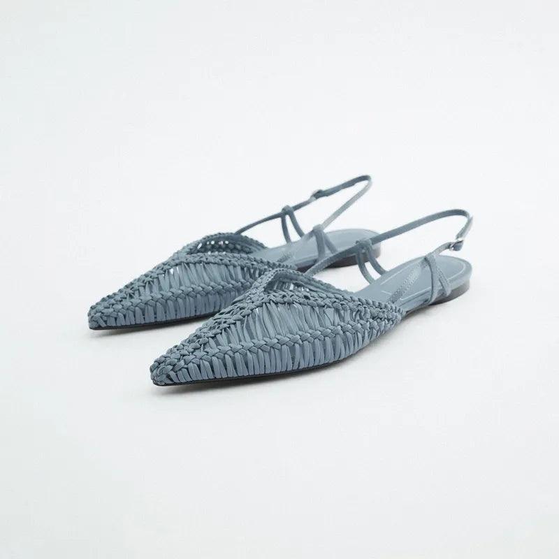 Flat Woven Slingback Flats - Sky Blue from The House of CO-KY - Shoes