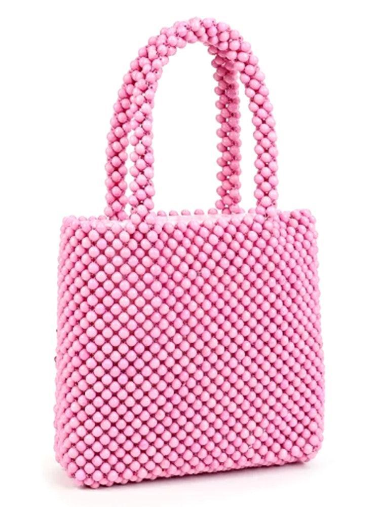CO-KÝ I Didn’t Ask Your Opinion Bag – pink beaded bucket purse with pearls