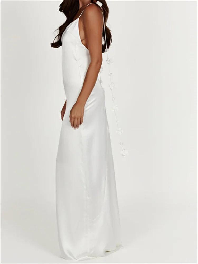 Mina 3D Flower Tassels Satin Dress from The House of CO-KY - Dresses