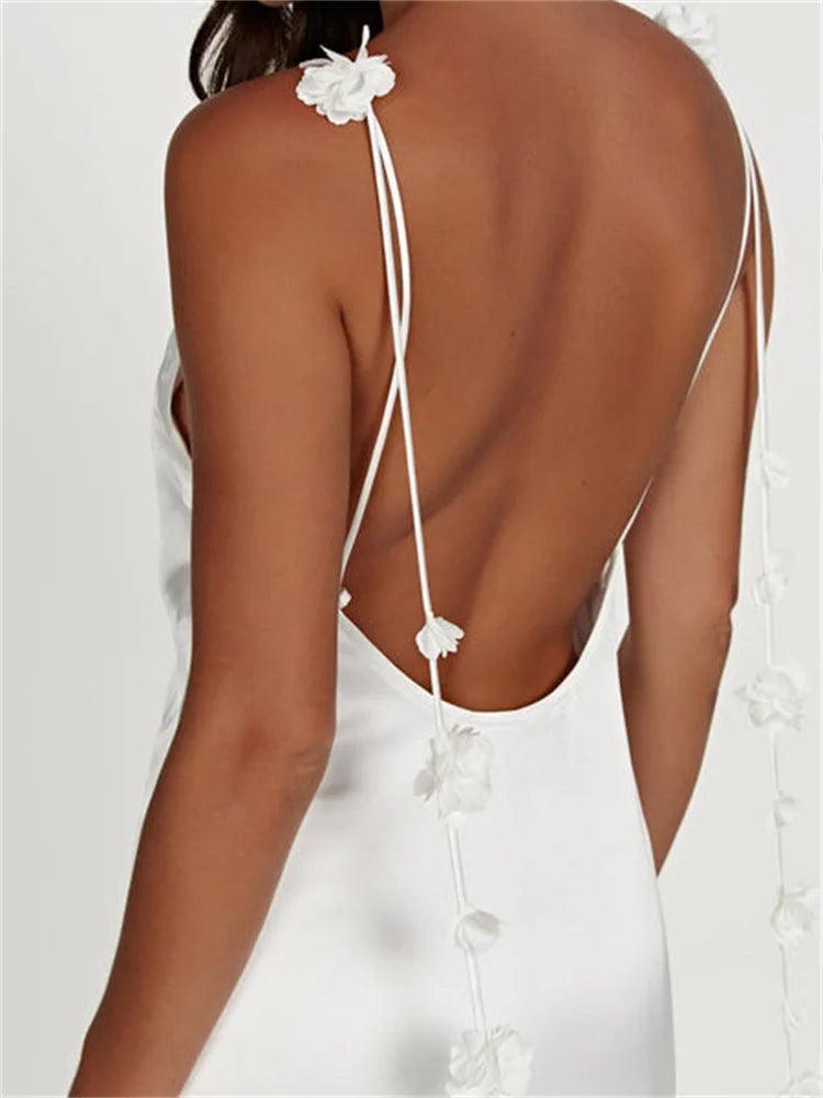 Mina 3D Flower Tassels Satin Dress from The House of CO-KY - Dresses