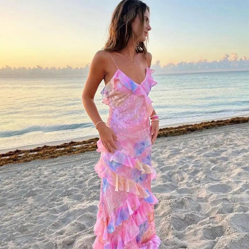 Sofia Ruffles Backless Dress - Pink from The House of CO-KY - Dresses