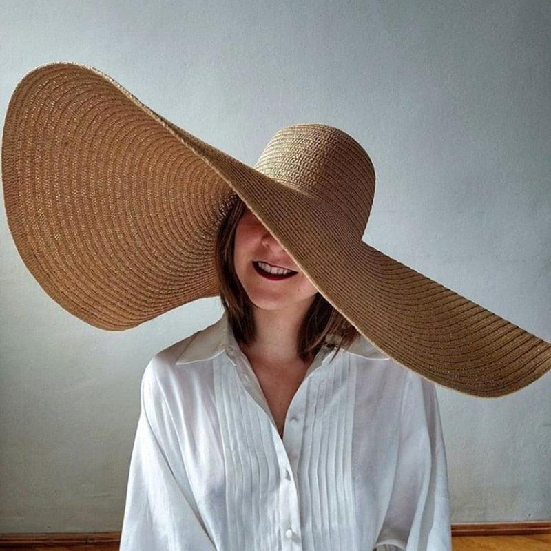 Foldable Oversized Line Brim Hat – white – statement style