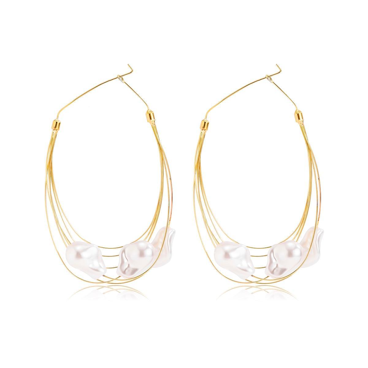 Laura Pearls Big Hoop Earrings from The House of CO-KY - Earrings
