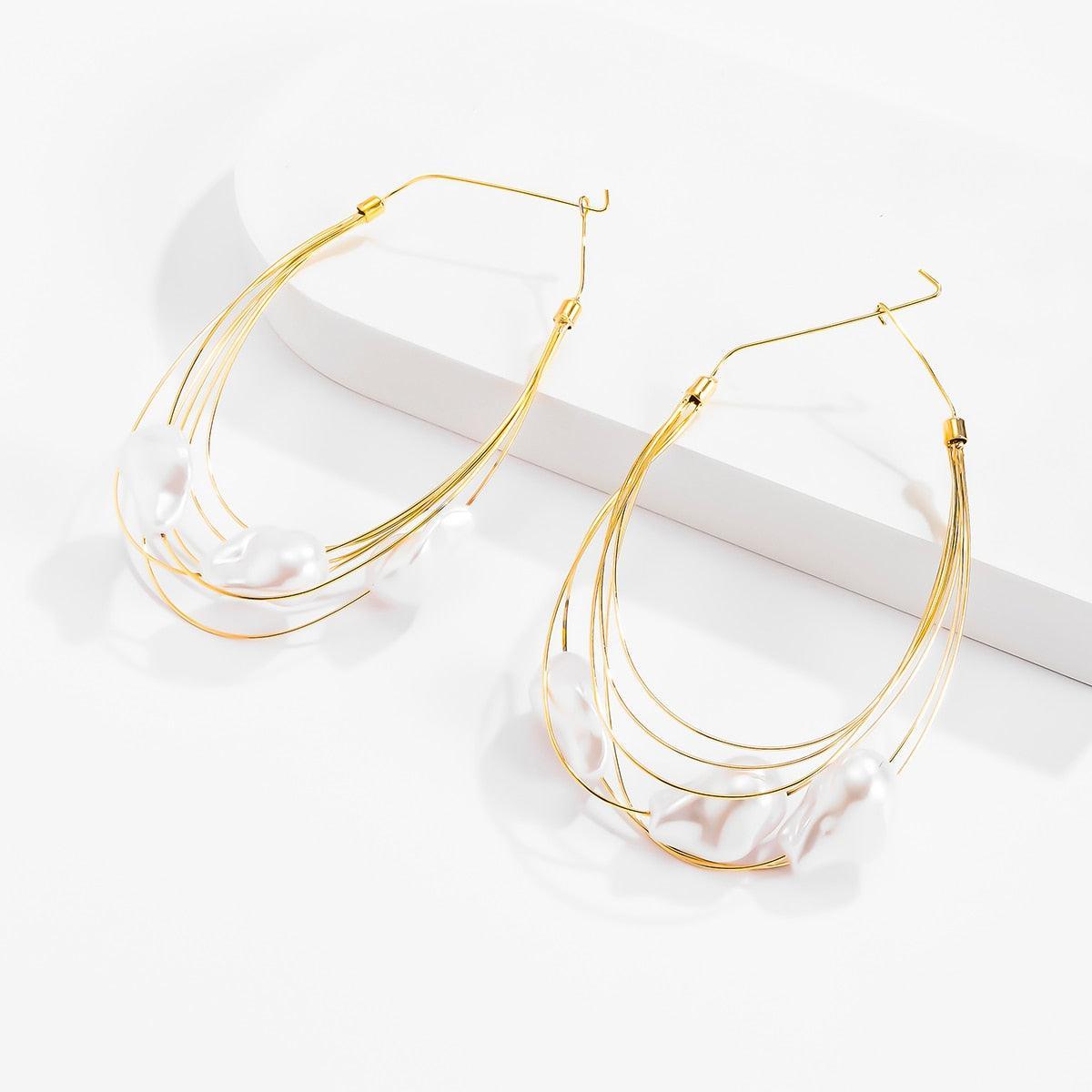 Laura Pearls Big Hoop Earrings from The House of CO-KY - Earrings