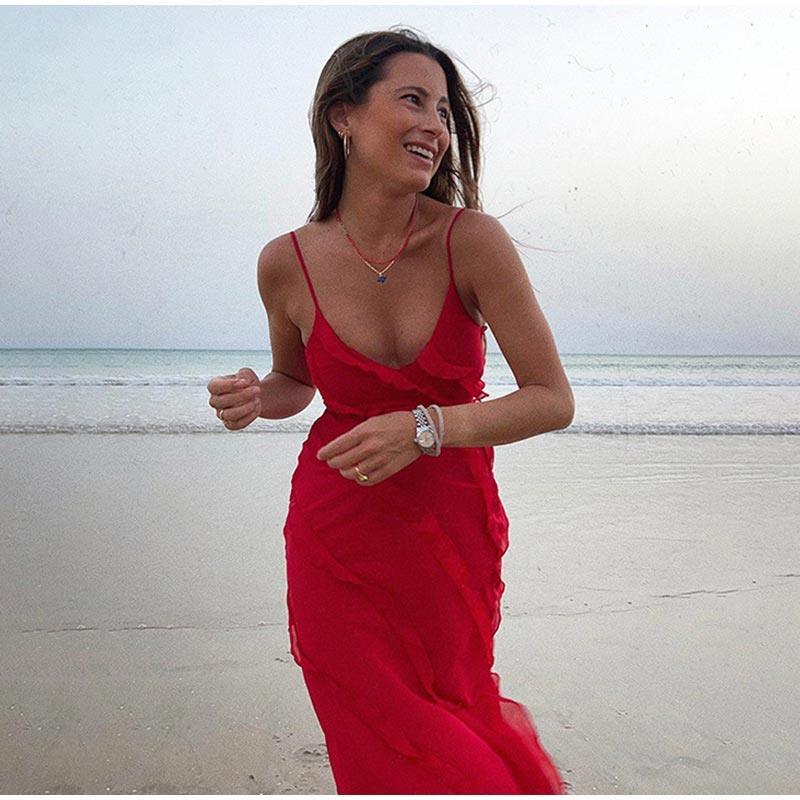 Robin Ruffles Backless Dress - Red from The House of CO-KY - Dresses