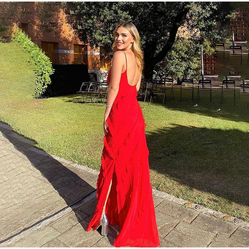 Robin Ruffles Backless Dress - Red from The House of CO-KY - Dresses