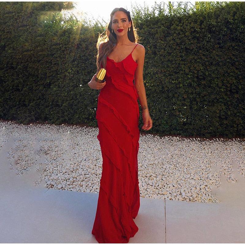 Robin Ruffles Backless Dress - Red from The House of CO-KY - Dresses