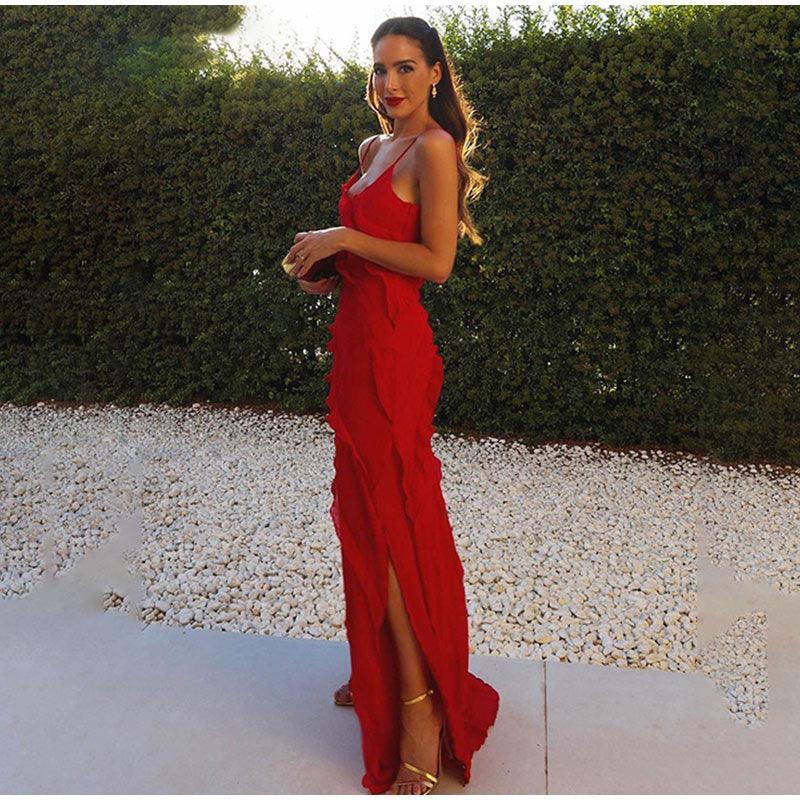 Robin Ruffles Backless Dress - Red from The House of CO-KY - Dresses