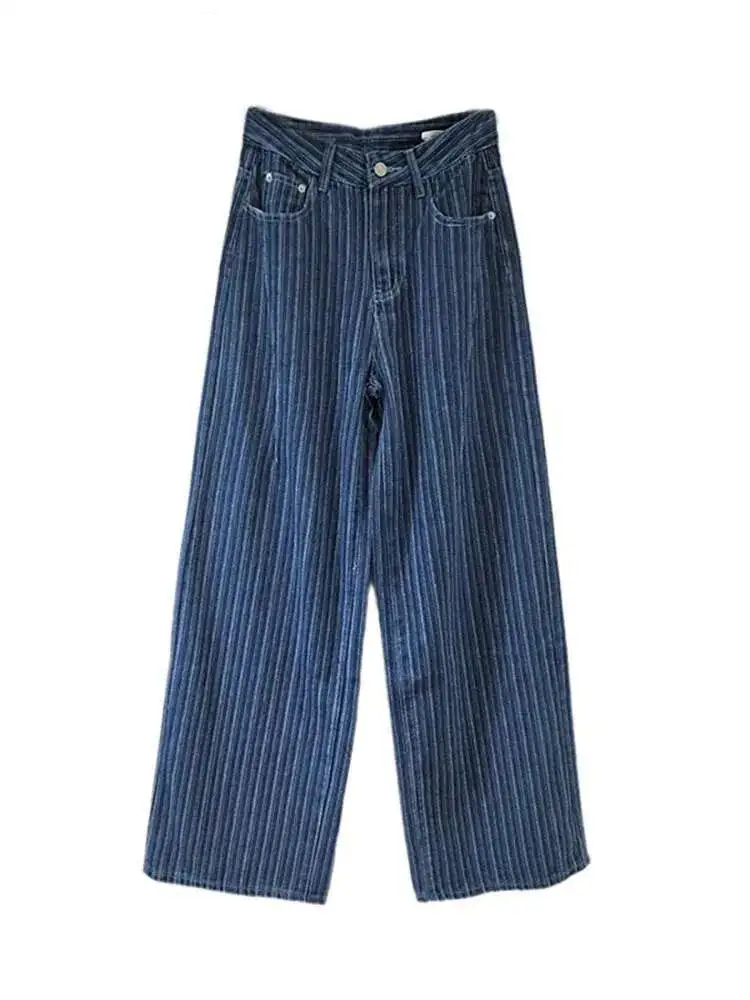 Carla Striped Denim Pants in grey