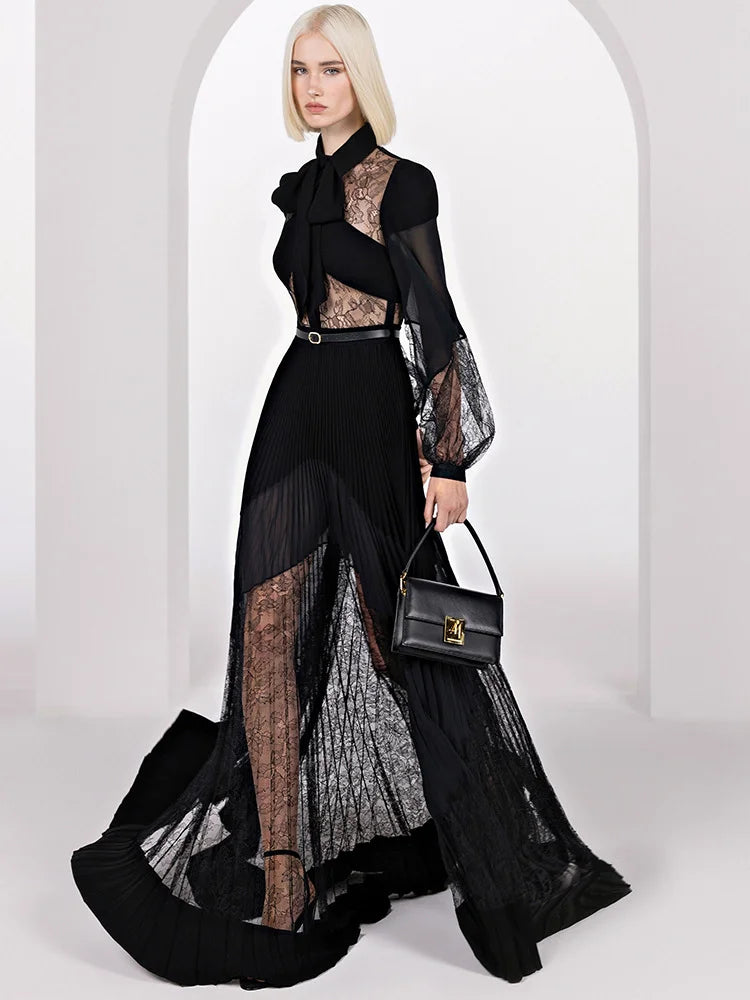 Allie kanten geplooide jurk