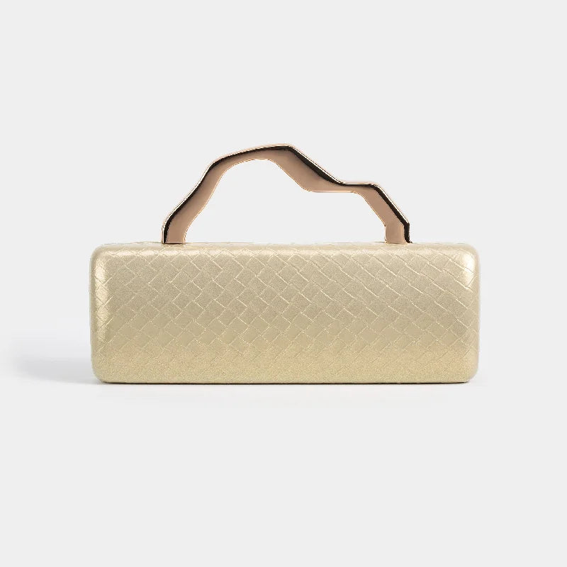Gold Handle Long Clutch Bag