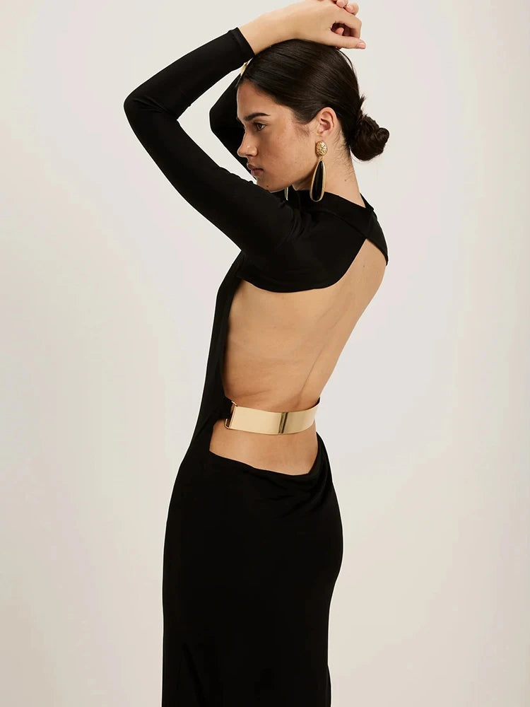 Loretta jurk met lange mouwen en zonder rug