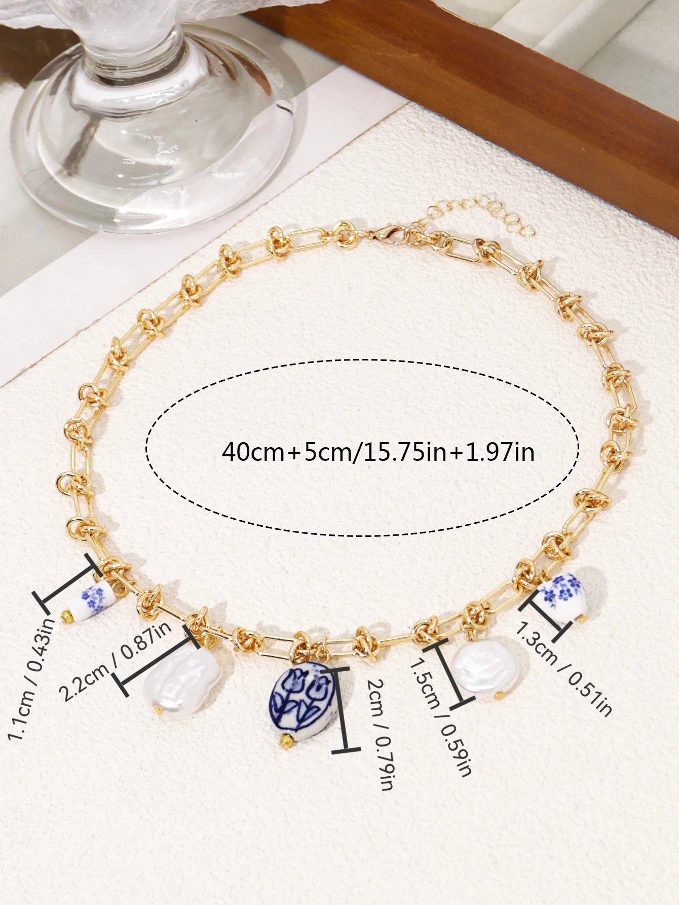 Charm Pearl Porcelain Necklace