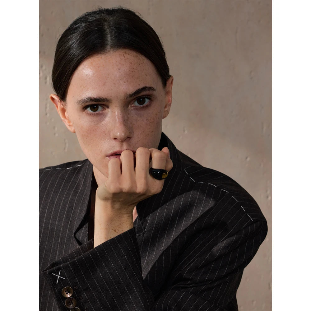 Enamel Geometric Minimalist Ring — rings in red — close-up detail