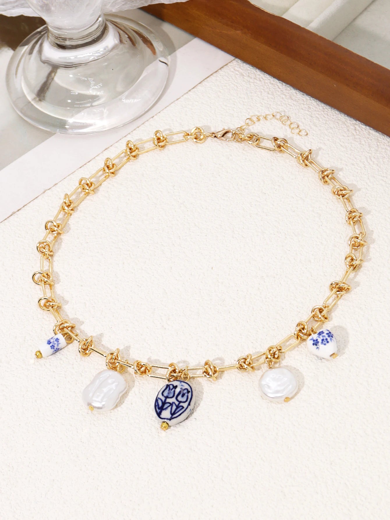 Charm Pearl Porcelain Necklace