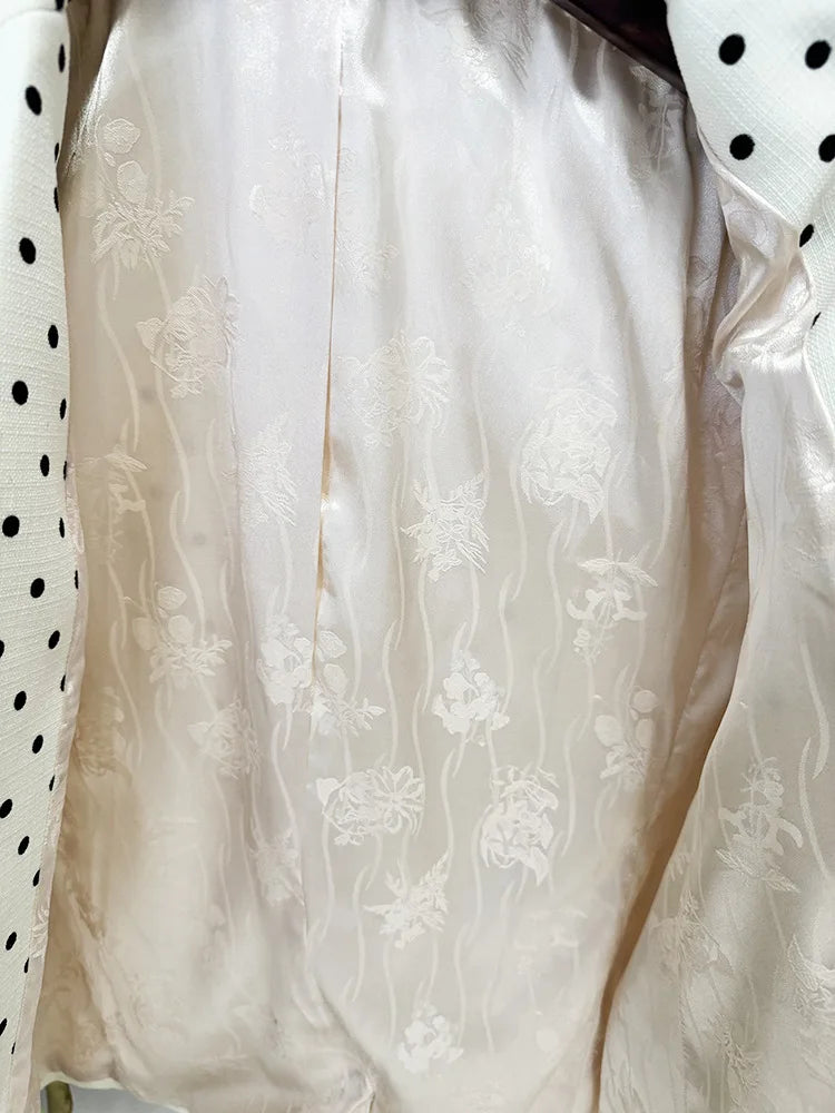 Blazer Linen White satin fabric with floral patterns on a white background