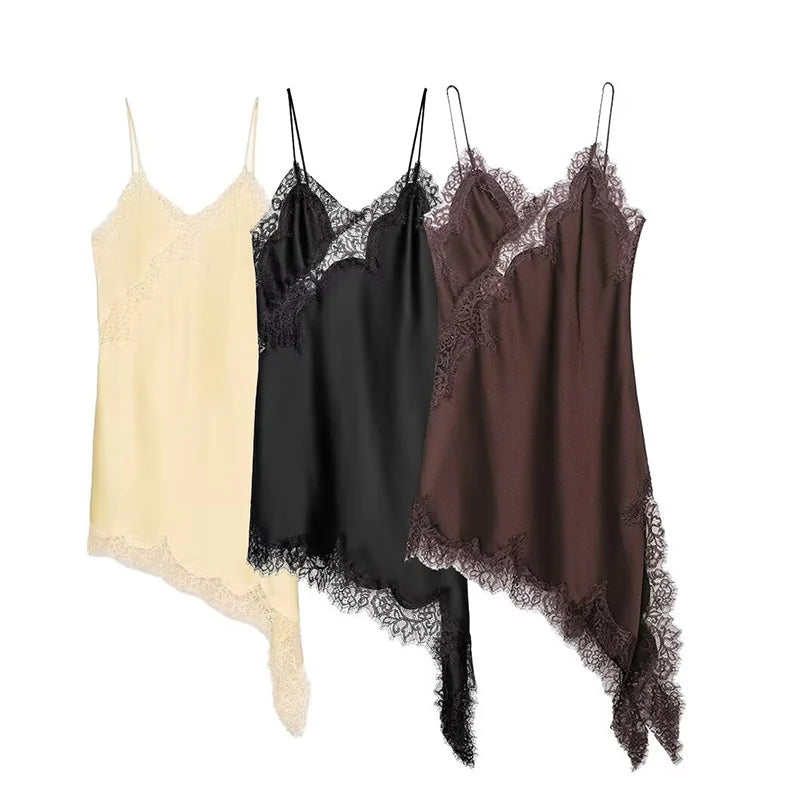 Kim Satin Lace Sling Dress