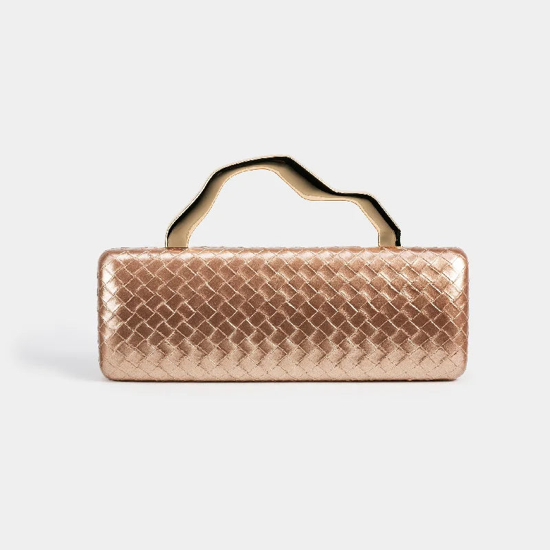 Gold Handle Long Clutch Bag