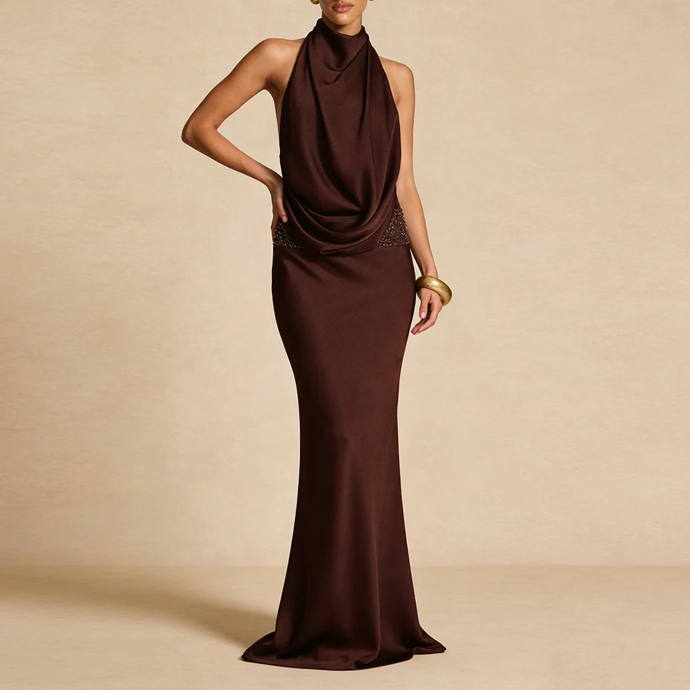 Margaret Halter Maxi Dress – blue – halter neckline