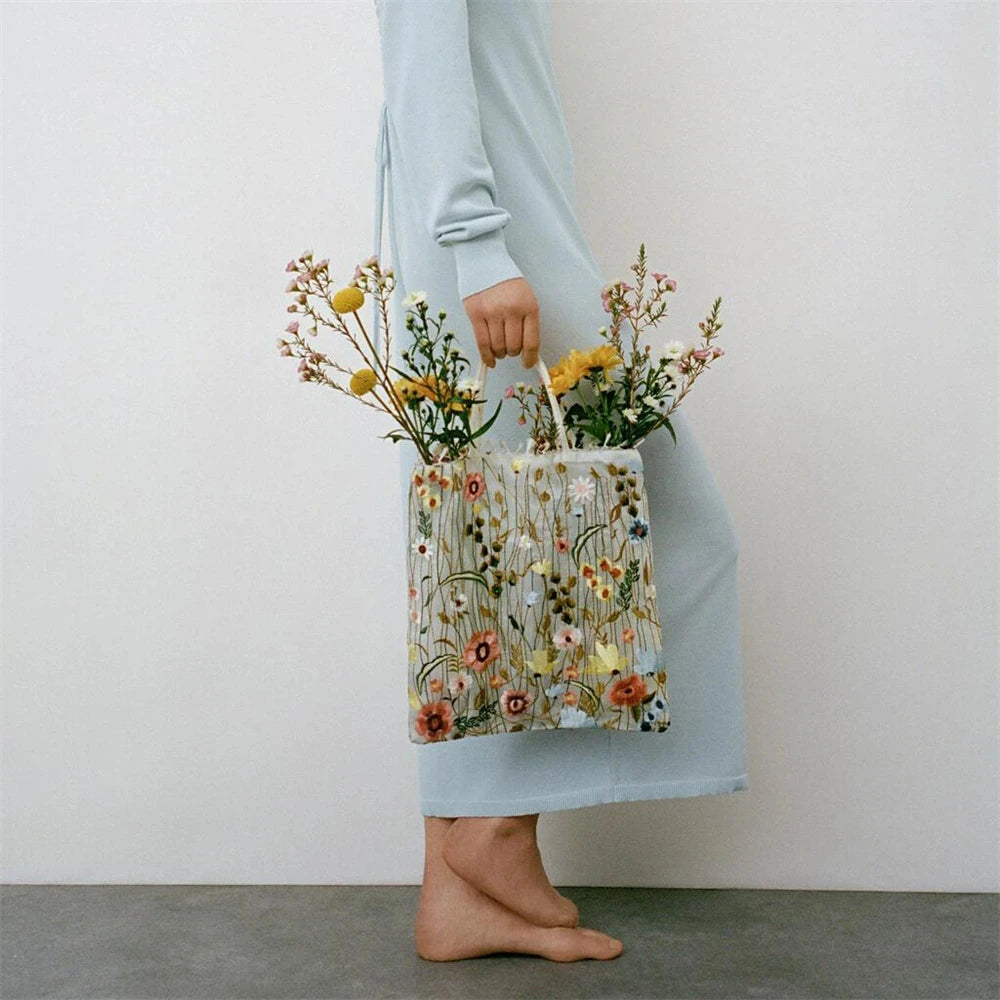 Embroidered Lace Flower Bag