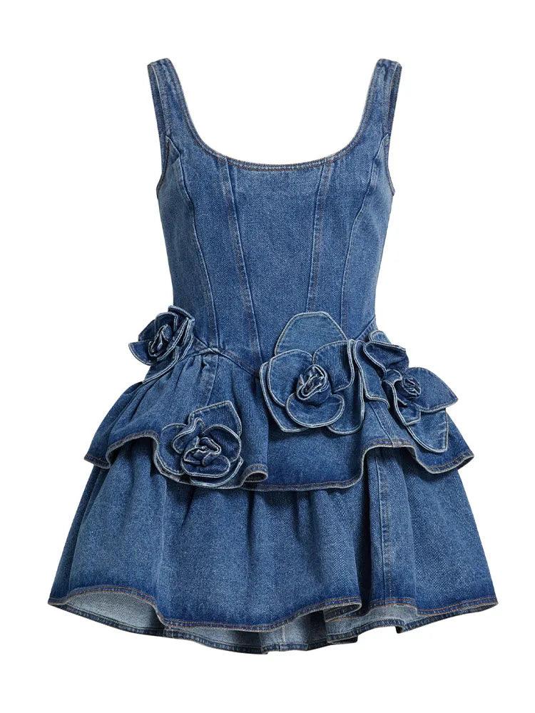 Melanie 3D Floral Denim Dress