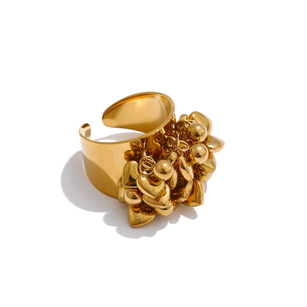 Heart Tassel Ring 18K Plated in gold