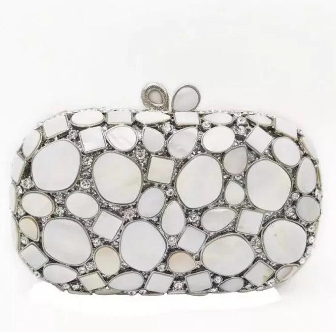 Sophie Stones Evening Clutch - White & Silver