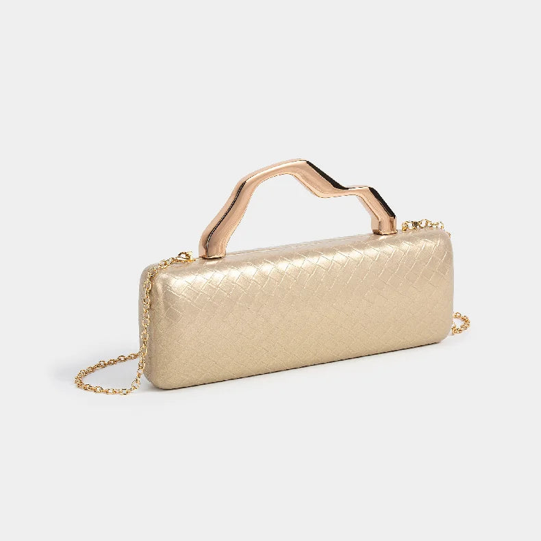 Gold Handle Long Clutch Bag