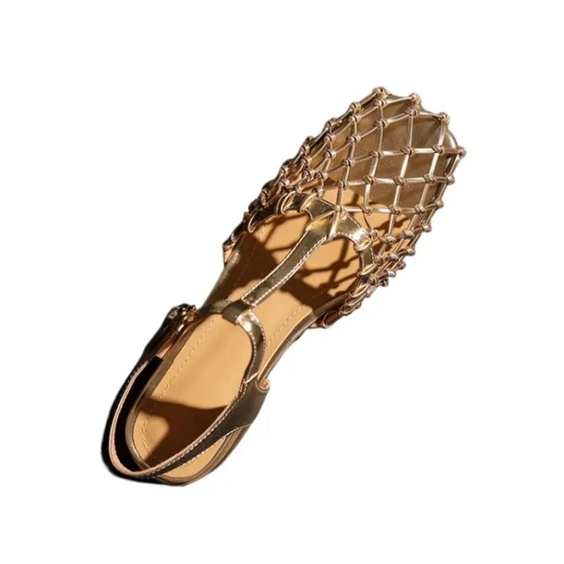 Weave Mesh Square Toe Sandals