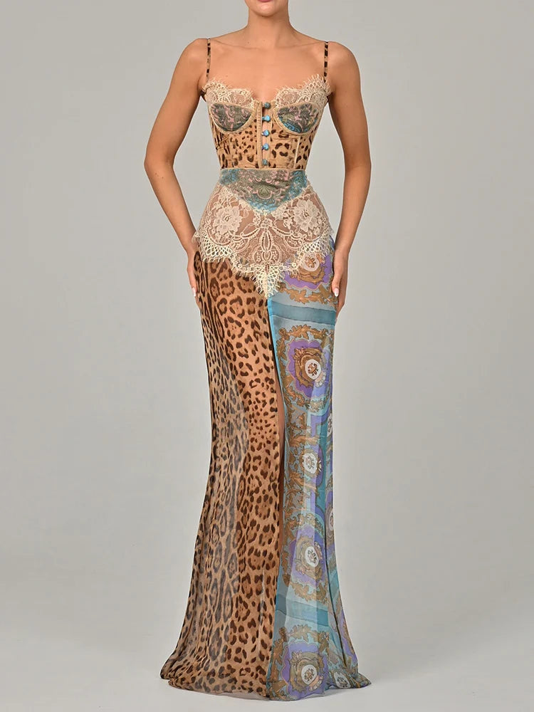 Leopard Lace Split Dress