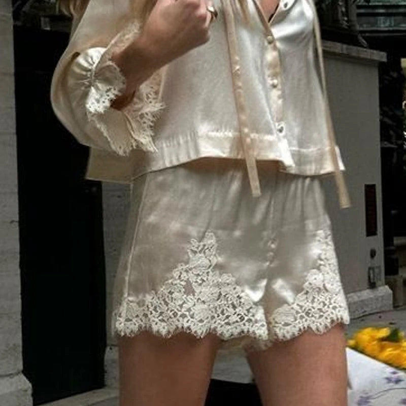 Satin Silk Lace Shorts